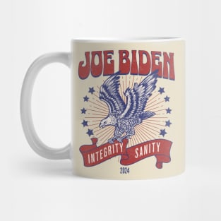 Joe Biden 2024 - Integrity, Sanity - Vintage American Eagle USA Flag Mug